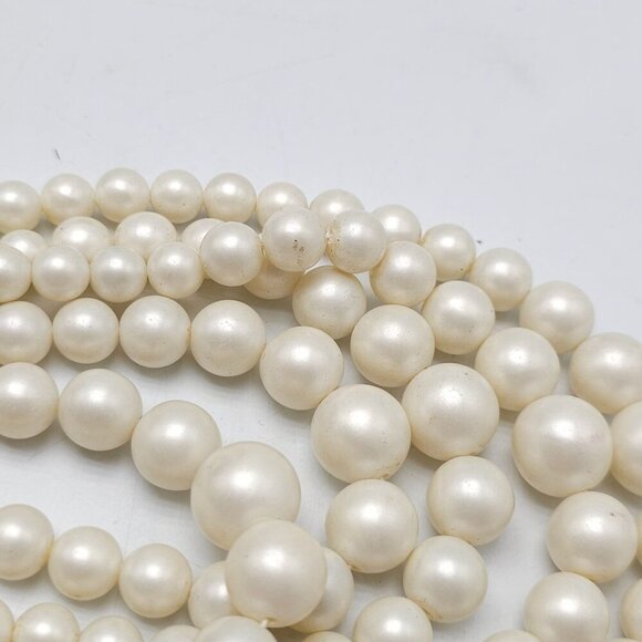 Vintage Multi-Strand Faux Pearl Necklace With Silver-Tone Bow Clasps Japan - Picture 4 of 7